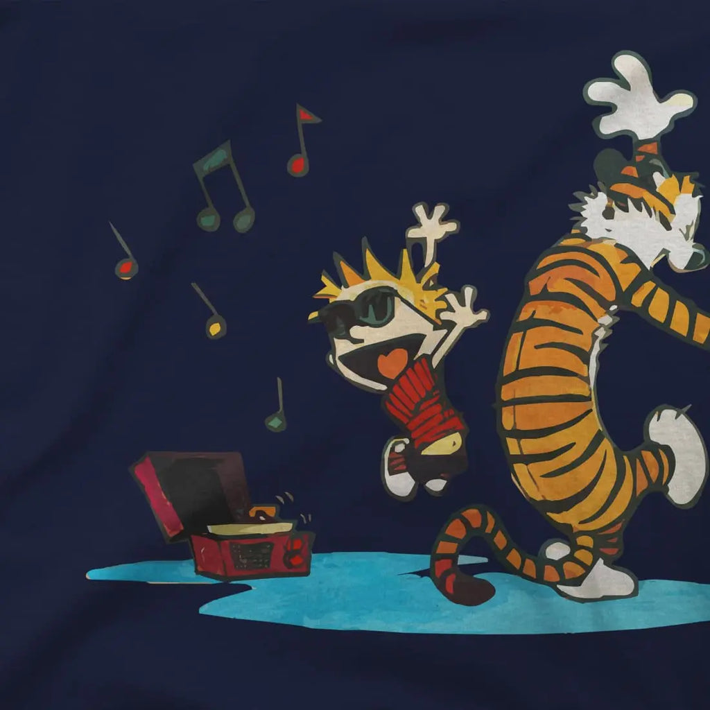 Calvin and Hobbes Dancing with Record Player T-Shirt by Art-O-Rama Shop ART-O-RAMA-SHOP