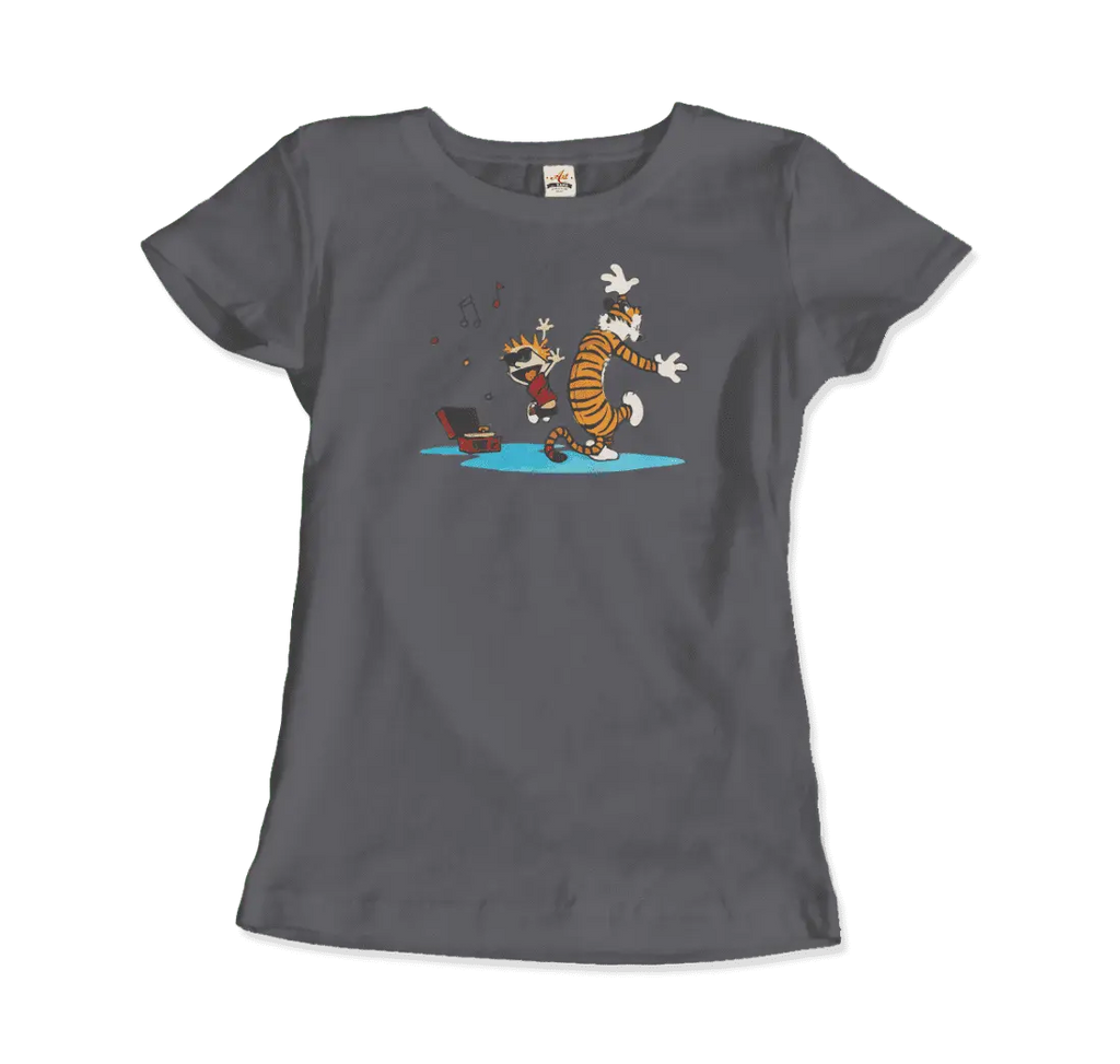 Calvin and Hobbes Dancing with Record Player T-Shirt by Art-O-Rama Shop ART-O-RAMA-SHOP