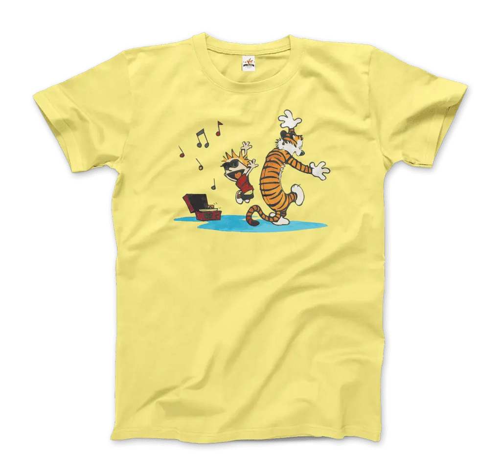 Calvin and Hobbes Dancing with Record Player T-Shirt by Art-O-Rama Shop ART-O-RAMA-SHOP
