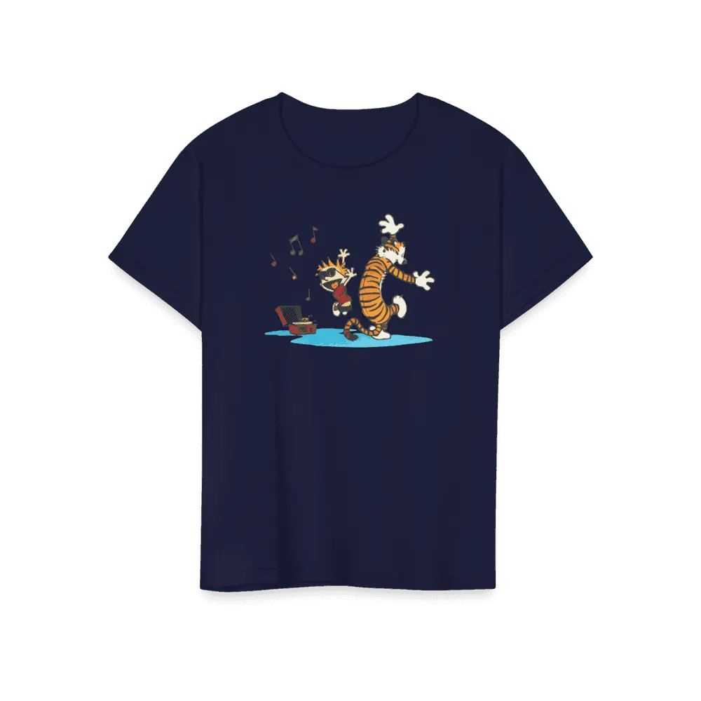 Calvin and Hobbes Dancing with Record Player T-Shirt by Art-O-Rama Shop ART-O-RAMA-SHOP