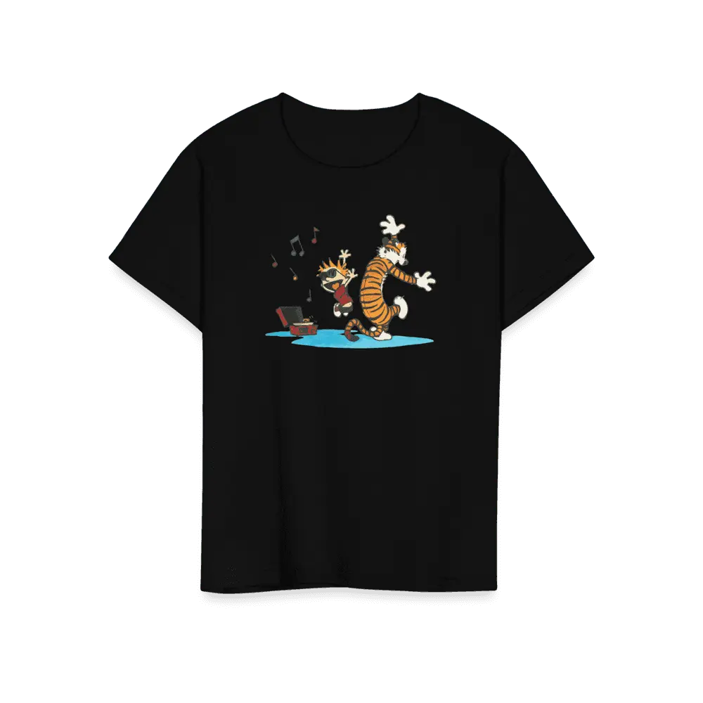 Calvin and Hobbes Dancing with Record Player T-Shirt by Art-O-Rama Shop ART-O-RAMA-SHOP