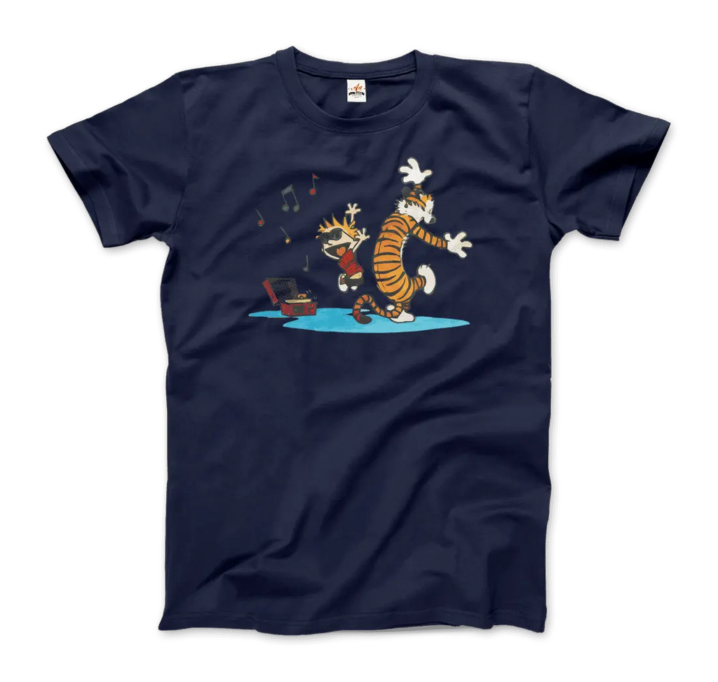 Calvin and Hobbes Dancing with Record Player T-Shirt by Art-O-Rama Shop ART-O-RAMA-SHOP