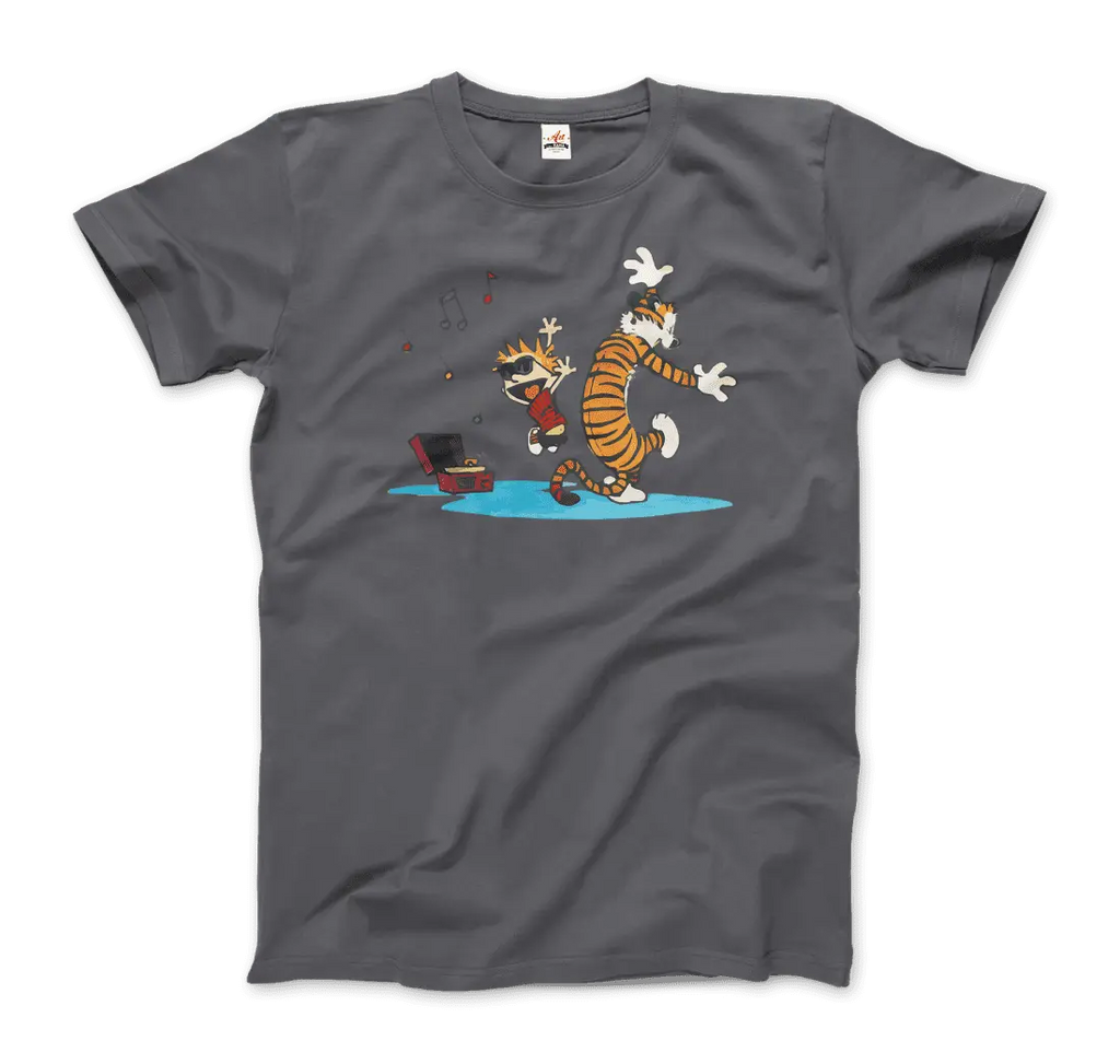 Calvin and Hobbes Dancing with Record Player T-Shirt by Art-O-Rama Shop ART-O-RAMA-SHOP