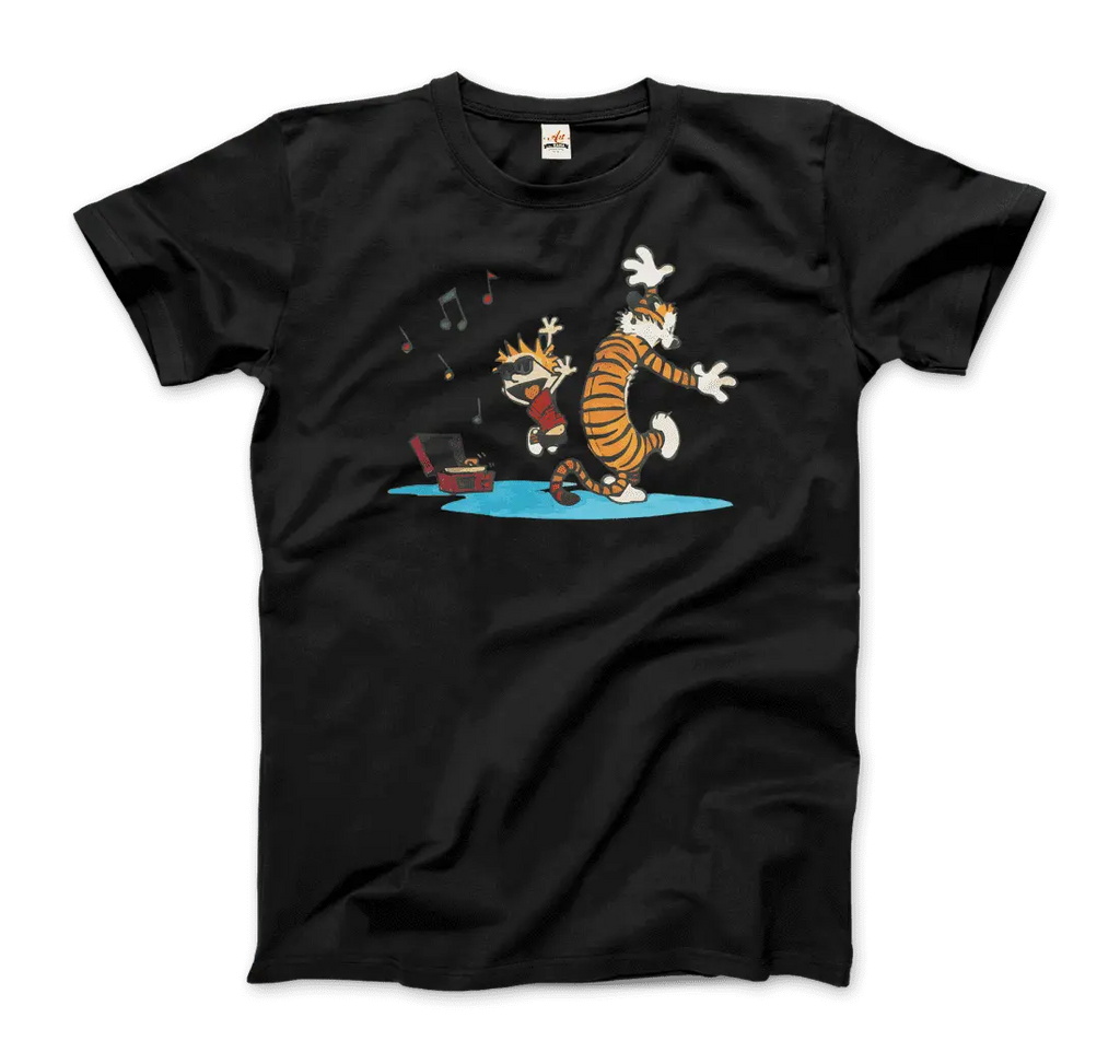 Calvin and Hobbes Dancing with Record Player T-Shirt by Art-O-Rama Shop ART-O-RAMA-SHOP