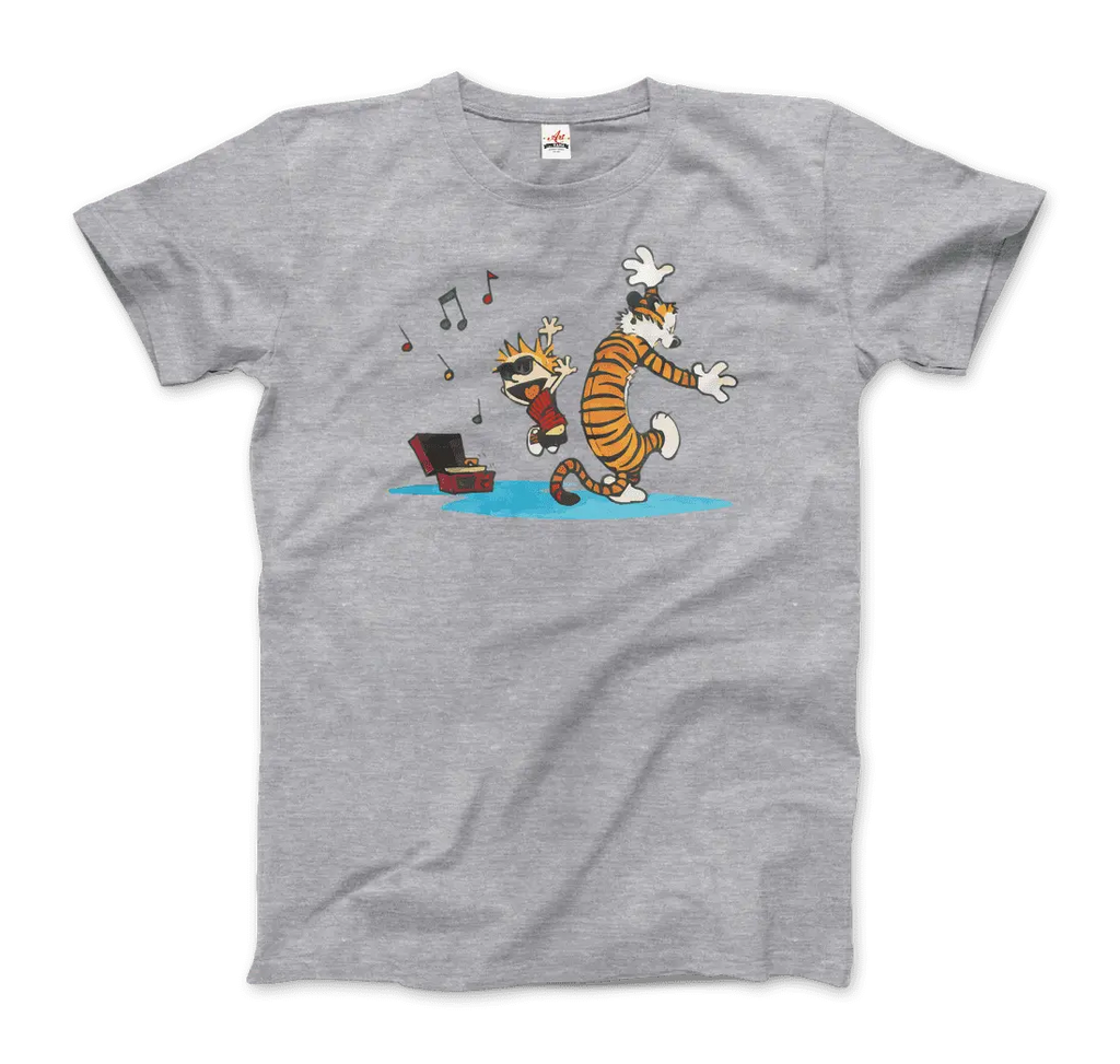 Calvin and Hobbes Dancing with Record Player T-Shirt by Art-O-Rama Shop ART-O-RAMA-SHOP
