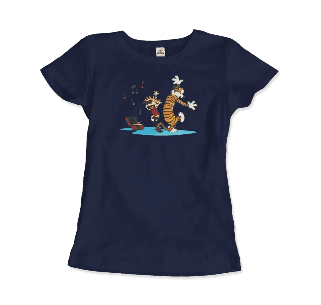 Calvin and Hobbes Dancing with Record Player T-Shirt by Art-O-Rama Shop ART-O-RAMA-SHOP