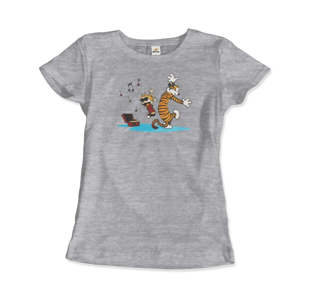Calvin and Hobbes Dancing with Record Player T-Shirt by Art-O-Rama Shop ART-O-RAMA-SHOP