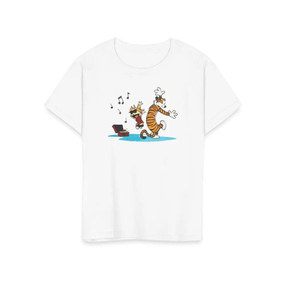 Calvin and Hobbes Dancing with Record Player T-Shirt by Art-O-Rama Shop ART-O-RAMA-SHOP