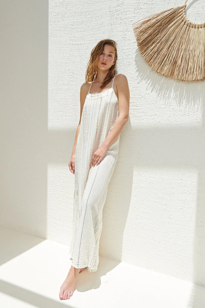 Canggu Maxi Dress - Natural With Stripes by The Handloom The Handloom