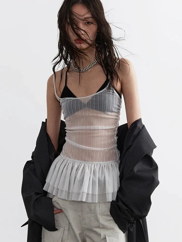 Carkladi Sheer Ruffle Top by Marigold Shadows Marigold Shadows