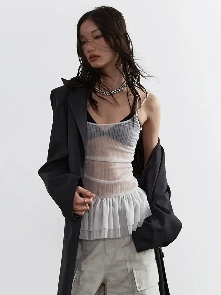 Carkladi Sheer Ruffle Top by Marigold Shadows Marigold Shadows