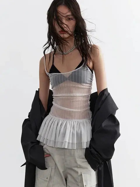 Carkladi Sheer Ruffle Top by Marigold Shadows Marigold Shadows