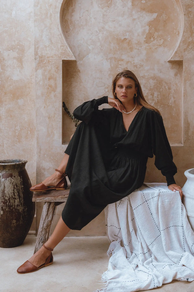 Carla Long Sleeve Linen Dress by Bali Lane Bali Lane