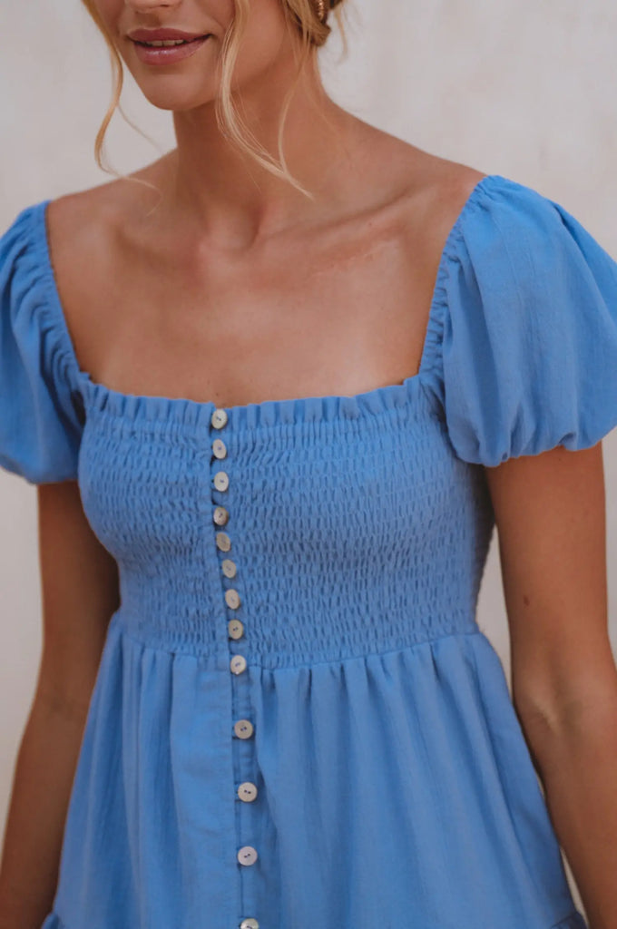 Catalina Smocked Linen Mini Dress by Bali ELF Bali ELF