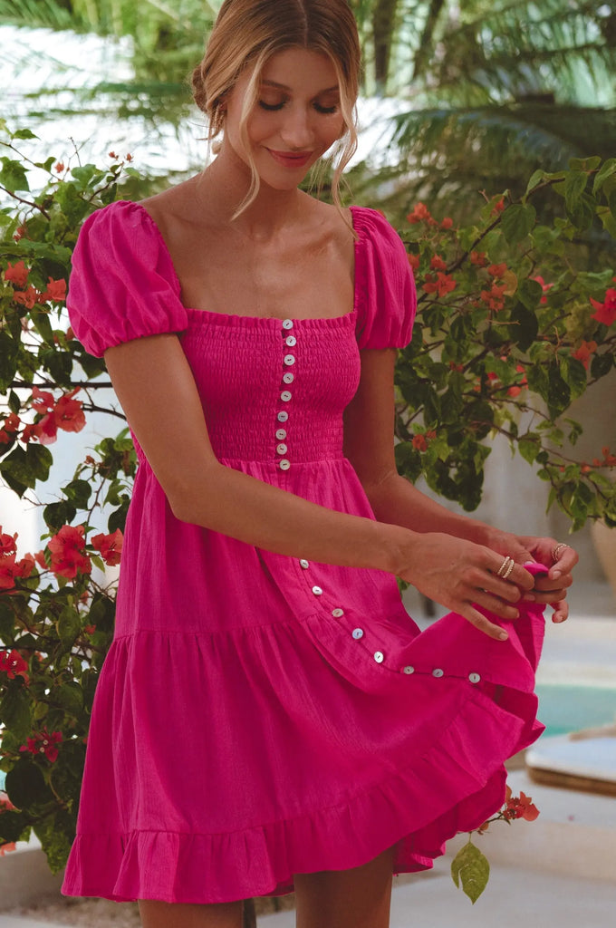 Catalina Smocked Linen Mini Dress by Bali ELF Bali ELF