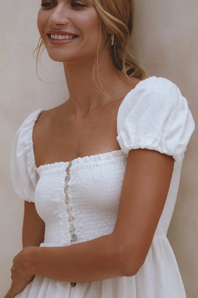 Catalina Smocked Linen Mini Dress by Bali ELF Bali ELF