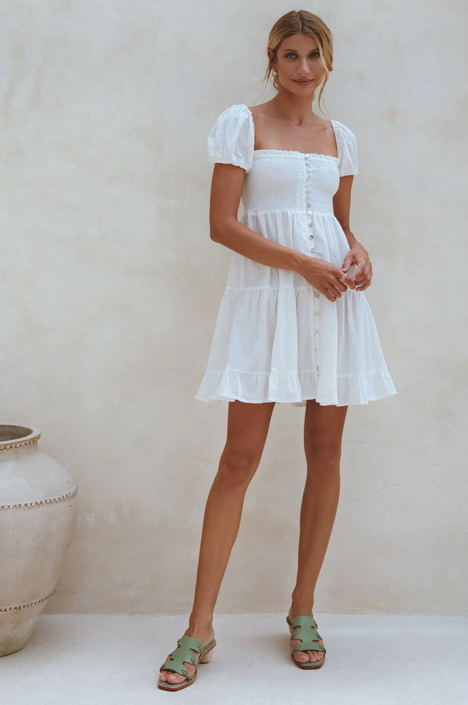 Catalina Smocked Linen Mini Dress by Bali ELF Bali ELF