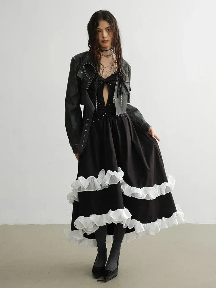 Cateey Vegan Leather Cropped Motorcycle Jacket by Marigold Shadows Marigold Shadows