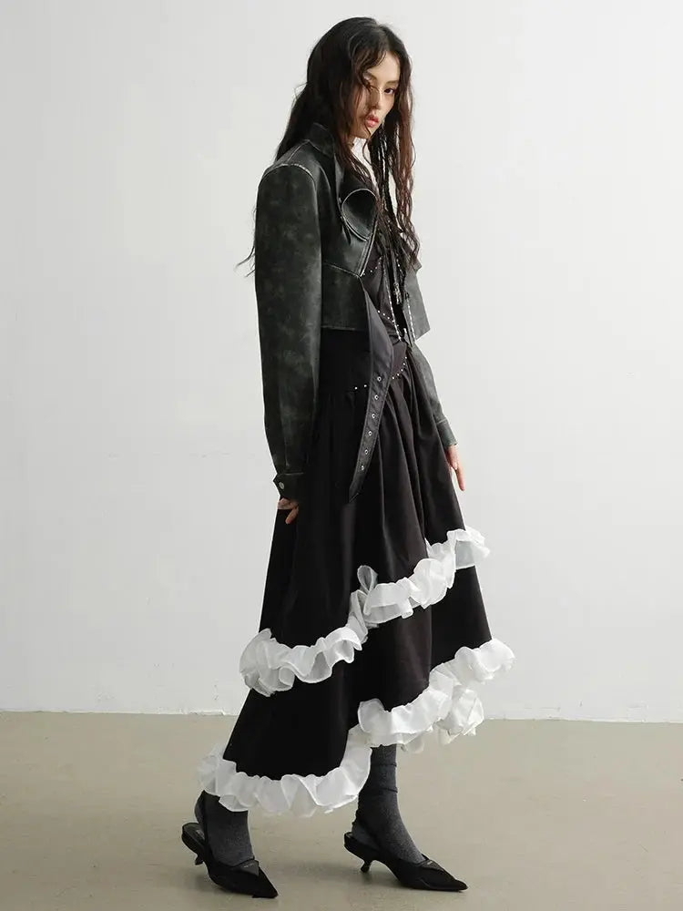 Cateey Vegan Leather Cropped Motorcycle Jacket by Marigold Shadows Marigold Shadows