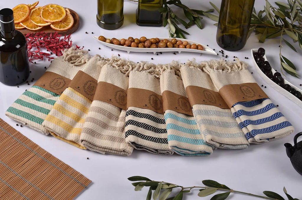 Cavus Zigzag Turkish Cotton Kitchen / Hand Towel 2 pack 40x18 in by La'Hammam La'Hammam