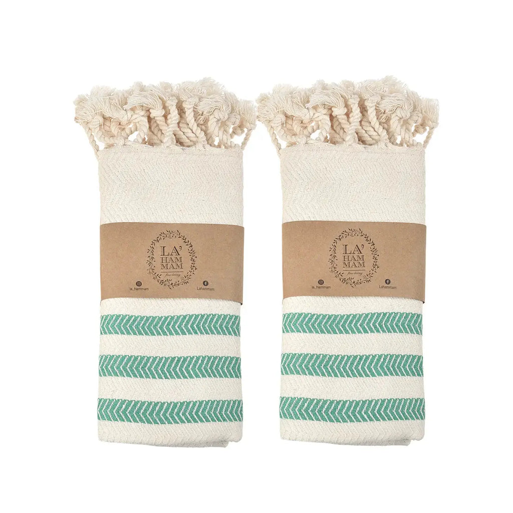 Cavus Zigzag Turkish Cotton Kitchen / Hand Towel 2 pack 40x18 in by La'Hammam La'Hammam