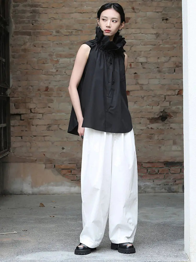 Chee Ruffle Collar Blouse - Black by Marigold Shadows Marigold Shadows