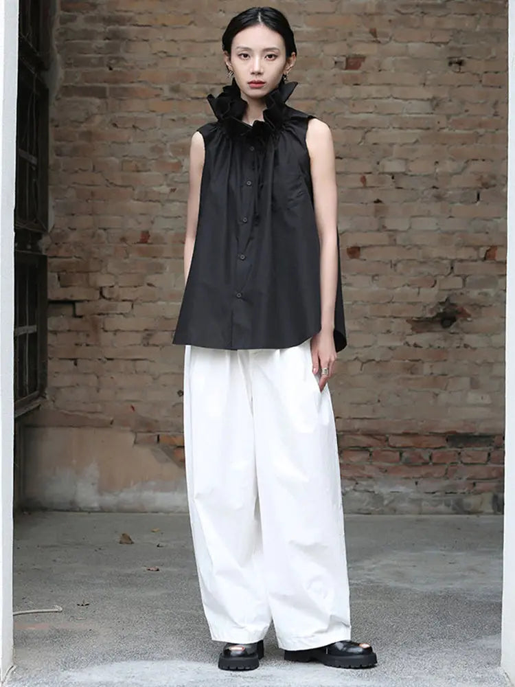 Chee Ruffle Collar Blouse - Black by Marigold Shadows Marigold Shadows