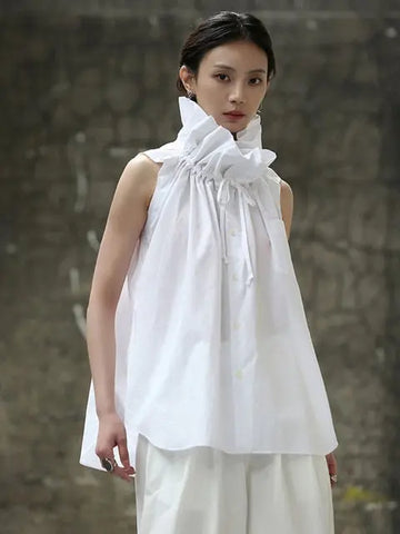 Chee Ruffle Collar Blouse - White by Marigold Shadows Marigold Shadows