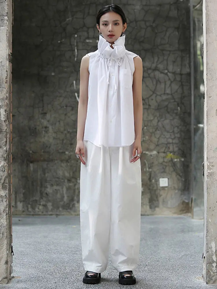 Chee Ruffle Collar Blouse - White by Marigold Shadows Marigold Shadows