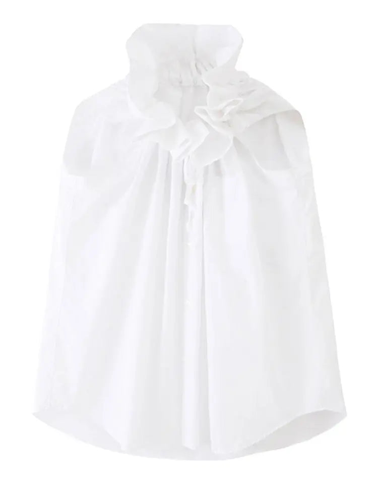 Chee Ruffle Collar Blouse - White by Marigold Shadows Marigold Shadows
