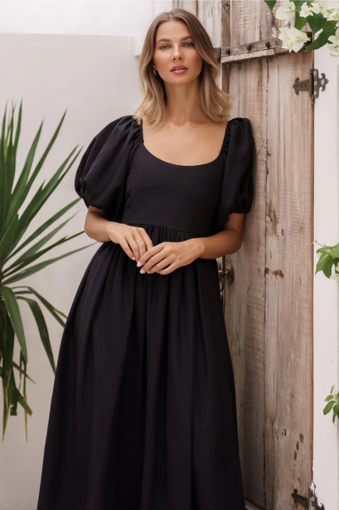 Cherie Puff Sleeve Midi Dress by Bali ELF - Ladiesse