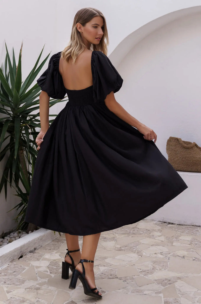 Cherie Puff Sleeve Midi Dress by Bali ELF - Ladiesse