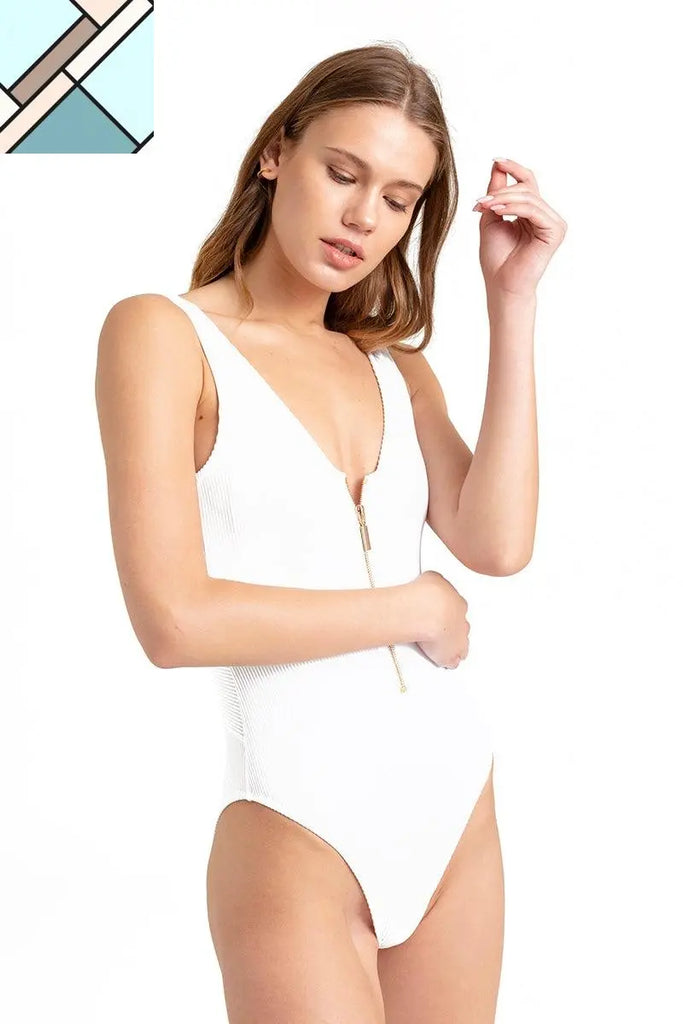 Coconut Zipper One Piece Swimsuit MOVOM