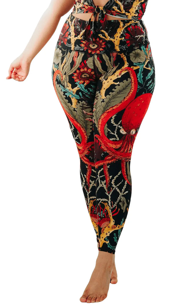 Coral My Name Printed Yoga Leggings by Yoga Democracy Yoga Democracy