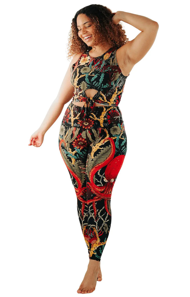 Coral My Name Printed Yoga Leggings by Yoga Democracy Yoga Democracy