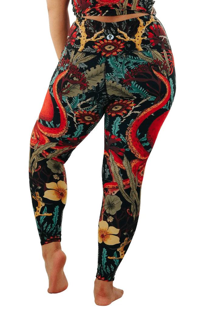 Coral My Name Printed Yoga Leggings by Yoga Democracy Yoga Democracy