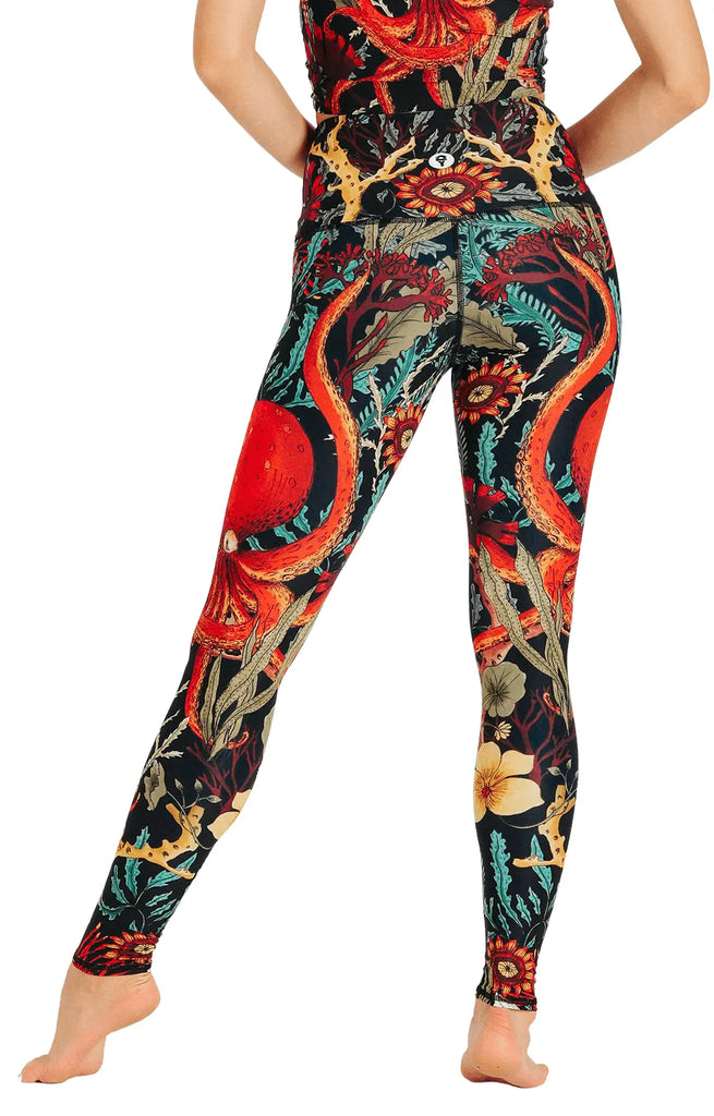 Coral My Name Printed Yoga Leggings by Yoga Democracy Yoga Democracy