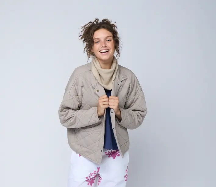 Countryside Quilted Jacket - Pebble by And For Good And For Good