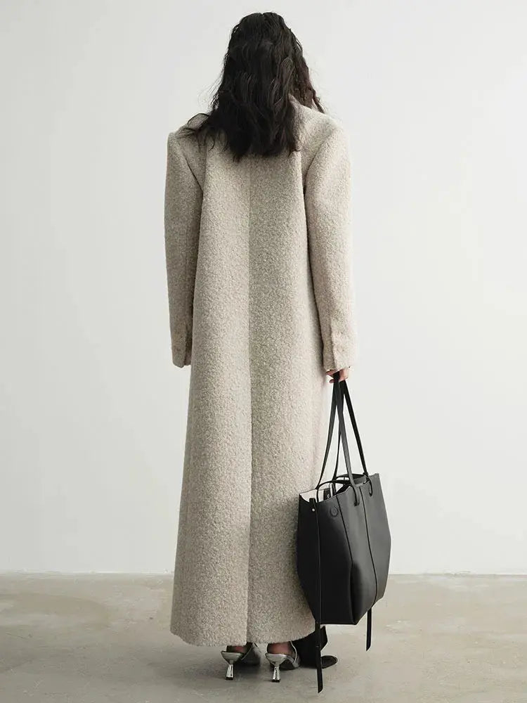 Crema Long Woolen Coat by Marigold Shadows Marigold Shadows