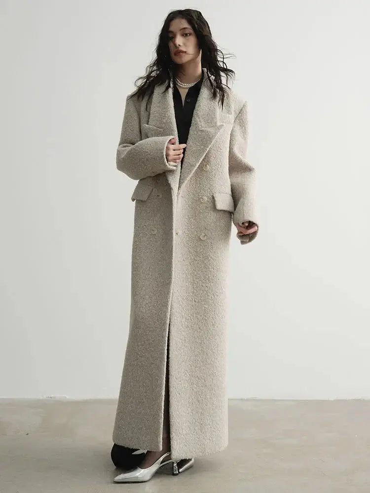 Crema Long Woolen Coat by Marigold Shadows Marigold Shadows