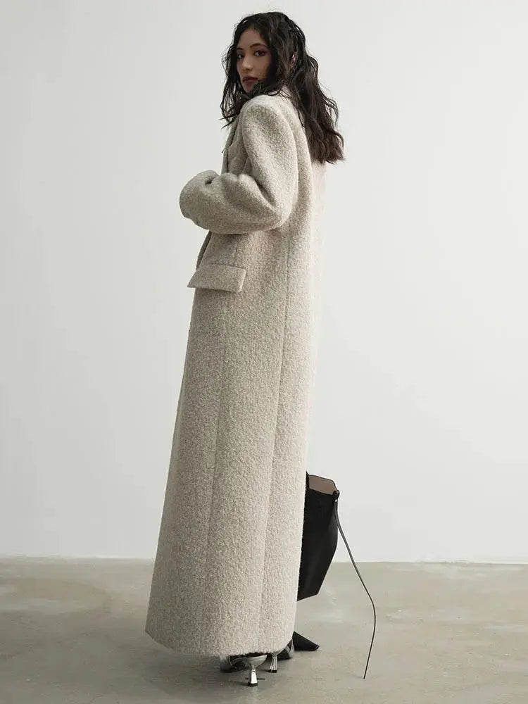 Crema Long Woolen Coat by Marigold Shadows Marigold Shadows
