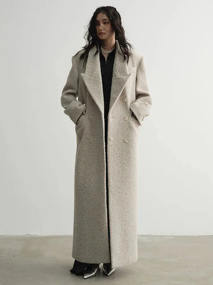 Crema Long Woolen Coat by Marigold Shadows Marigold Shadows