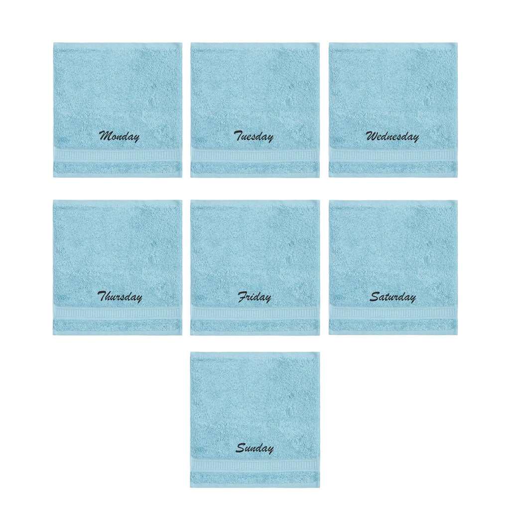 Customized Seven Days Towels - Washcloths and Hand Towels - Set of 7 by La'Hammam La'Hammam