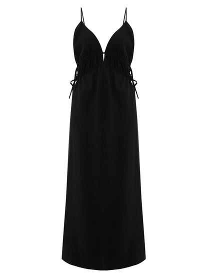 Sofia Ties Maxi Dress - Black