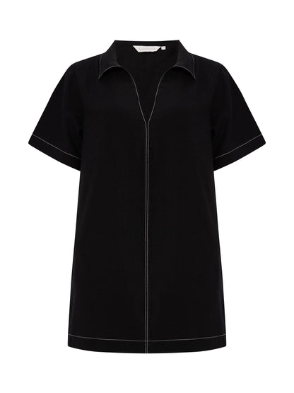 Mae Popover Mini Dress - Black