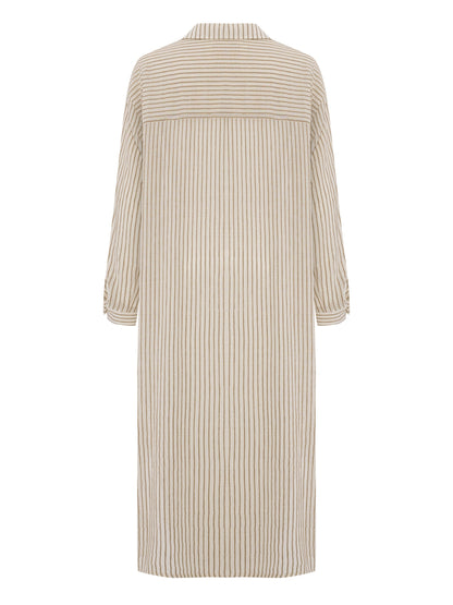 Voyage Shirt Dress - Khaki Green Stripes