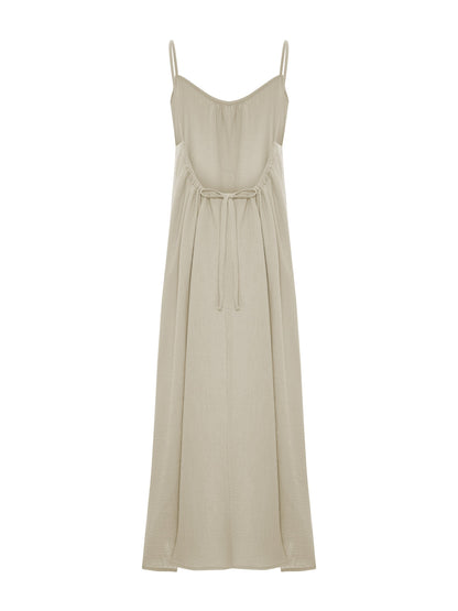 Aura Low Back Maxi Dress - Oatmeal