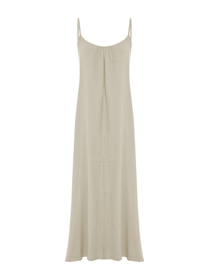 Aura Low Back Maxi Dress - Oatmeal
