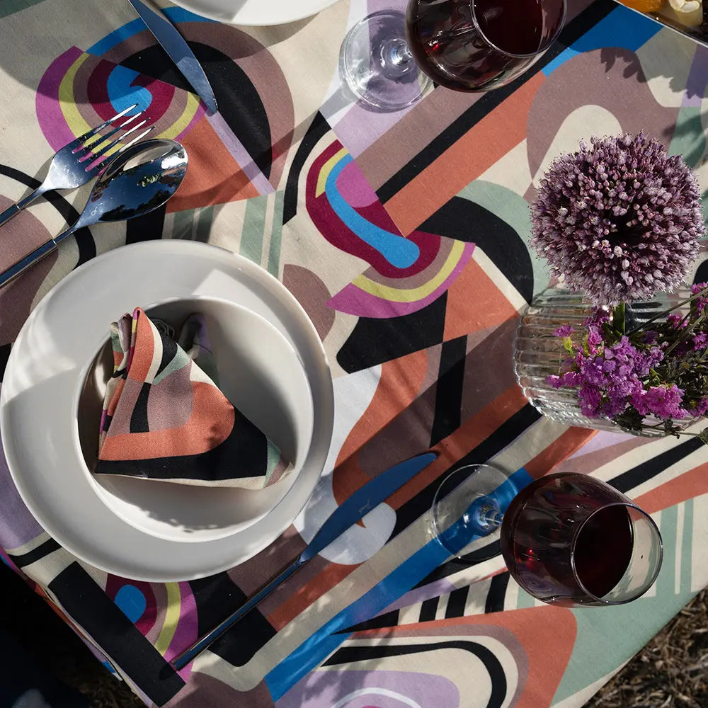 DELTA - Linen Abstract Printed Napkin (Set of 4) Sunrise My Store