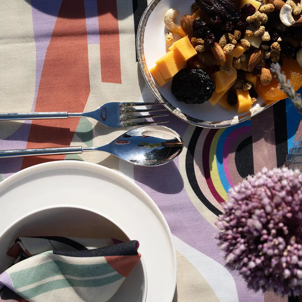 DELTA - Linen Abstract Printed Tablecloth Sunrise My Store